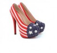Party Women's Stiletto Heel Pumps With American Flag Pattern and Rhinestones Design